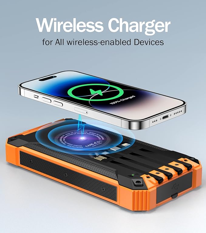 GOODaaa Power Bank Wireless Charger 36000mAh Built in 4 Cables Six Outputs 15W - Image 4