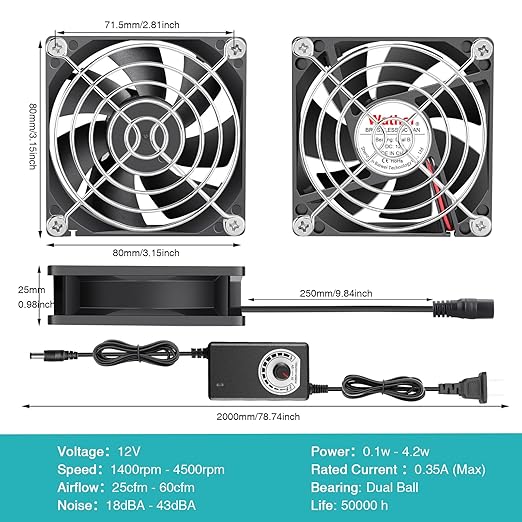 Wathai 80mm Small Computer Cooling Fan - Image 7