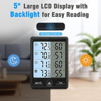 Geevon Indoor Outdoor Thermometer Wireless 3 Remote Sensors, 5-Inch Display - Image 2