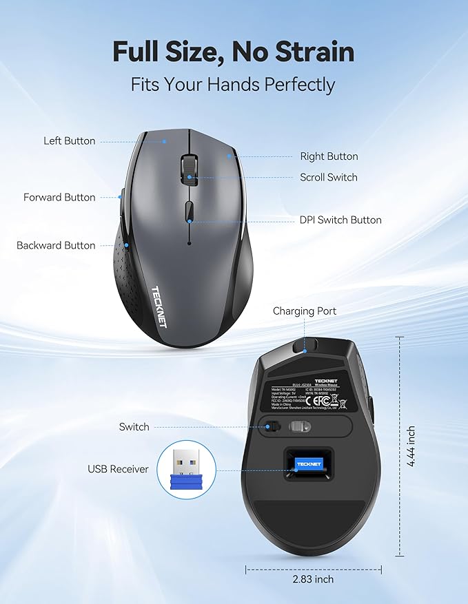 TECKNET Wireless Mouse Rechargeable, Mouse - Image 6