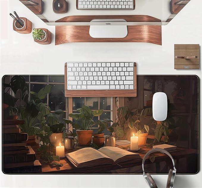 Cute Book Lover Desk Mat Dark Academia Mouse pad XXL Large Extended Mousepad - Image 4
