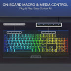 Redragon K525 RGB Backlit 104 Keys Wired Membrane Gaming Keyboard w/ 5 - Image 3