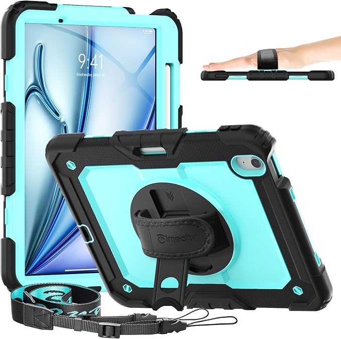 timecity Case for iPad Air 11 Inch M3/ M2, 360° Rotating Stand, Pencil Holder & by Timecity