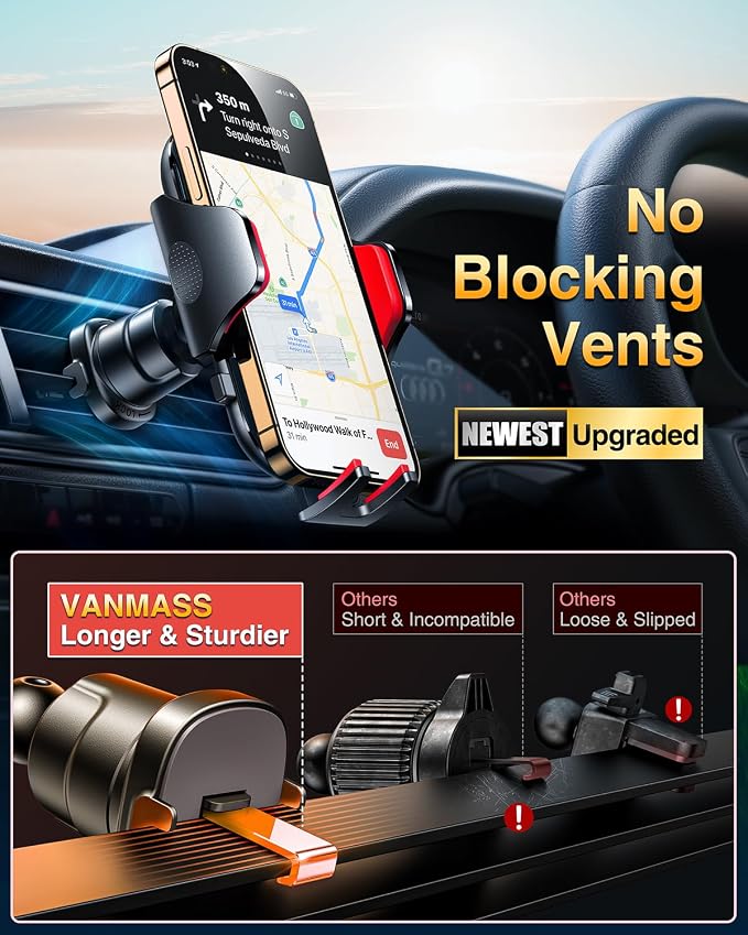 VANMASS True Military-Grade Car Phone Holder Strongest Suction & Clip Cell - Image 4
