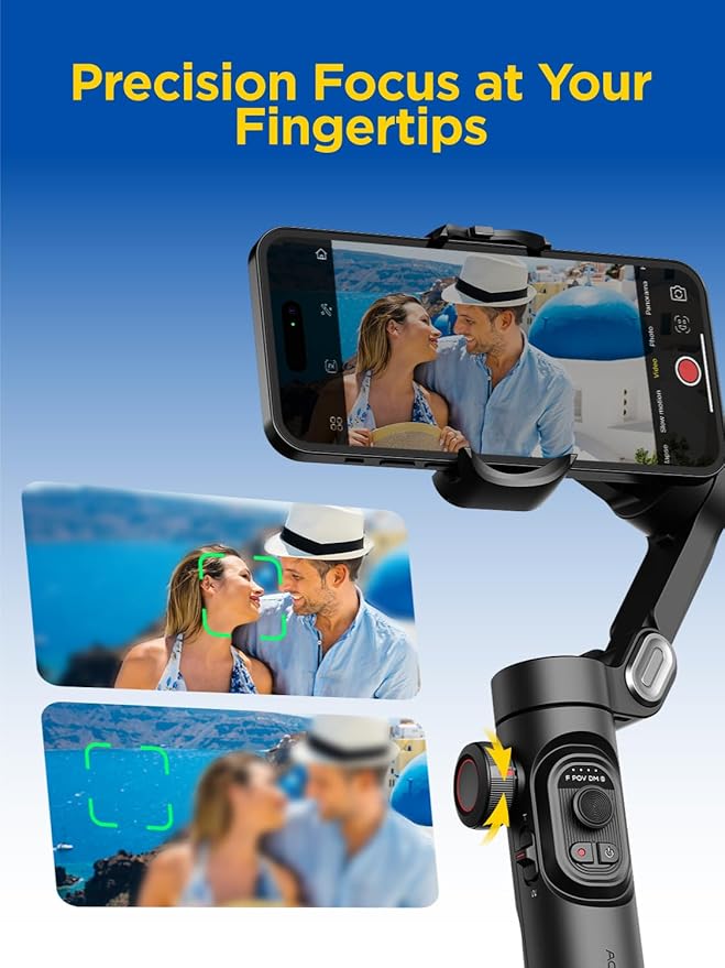 Gimbal Stabilizer for Smartphone, iPhone Gimbal w/Focus Wheel Face/Object - Image 6