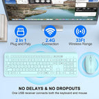 Wireless Keyboard and Mouse Combo, Full-Size Silent Ergonomic Keyboard and - Image 2
