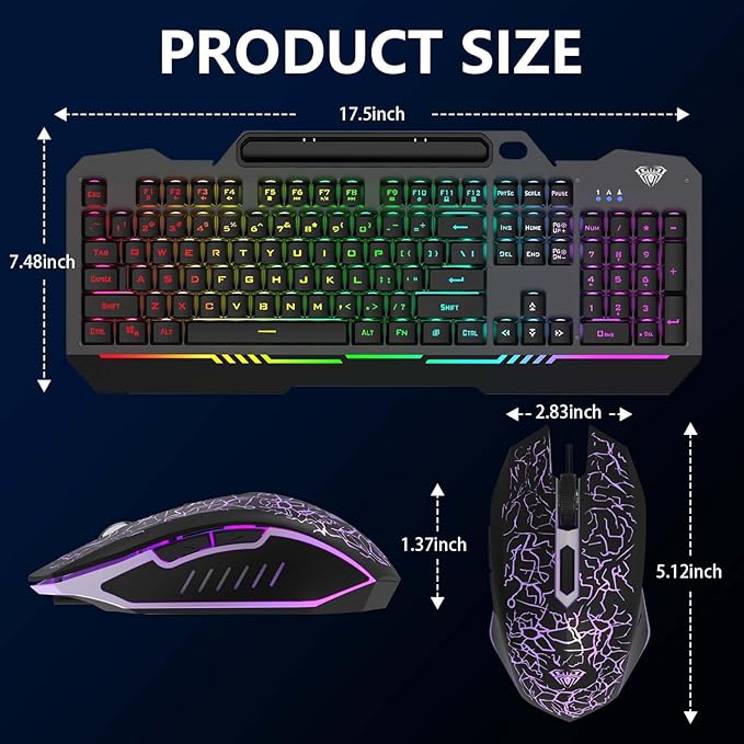 AULA Gaming Keyboard, T102 104 Keys Gaming Keyboard and Mouse Combo - Image 9