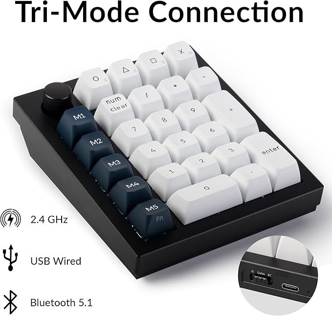 Keychron Q0 Max Wireless Custom Mechanical Numpad, 2.4 GHz/Bluetooth 5.1/Wired - Image 4