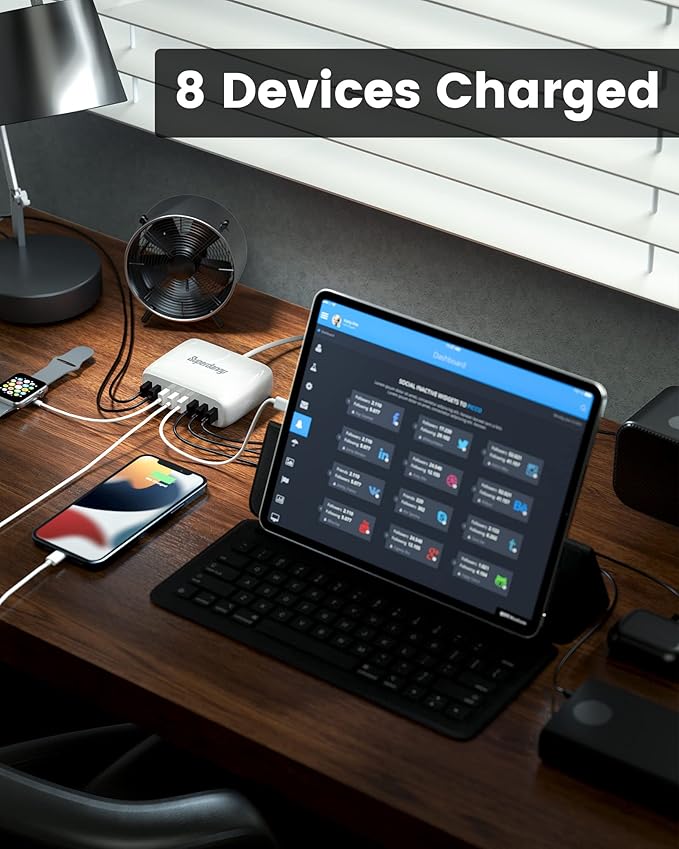 USB Charger Station, SUPERDANNY 8-Port Desktop Charging Station - Image 2