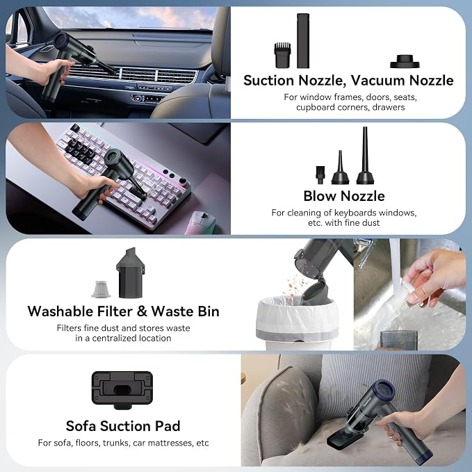 Car Vacuum Portable Cordless, Mini Handheld Vacuum Cleaner - Image 5