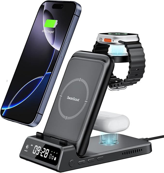 Charging Station for iPhone, SwanScout 703A, Wireless Charger for iPhone by SwanScout