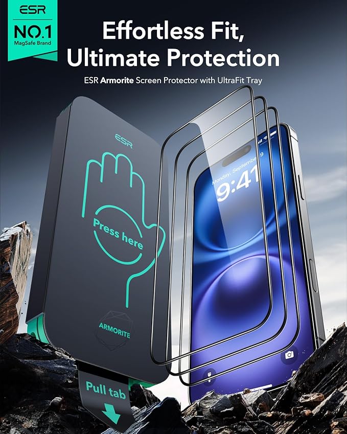 ESR 3 Pack 9H+ Glass for iPhone 16 / iPhone 15 Screen Protector, Armorite - Image 2