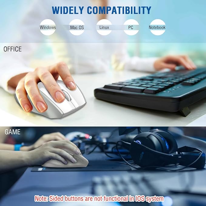 E-YOOSO Wireless Mouse for Laptop, Portable Optical Computer Mouse, 6 Buttons - Image 7