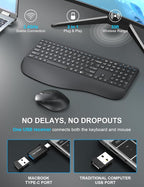 Wireless Keyboard and Mouse Combo, EDJO 2.4G Full-Sized Ergonomic Computer - Image 3