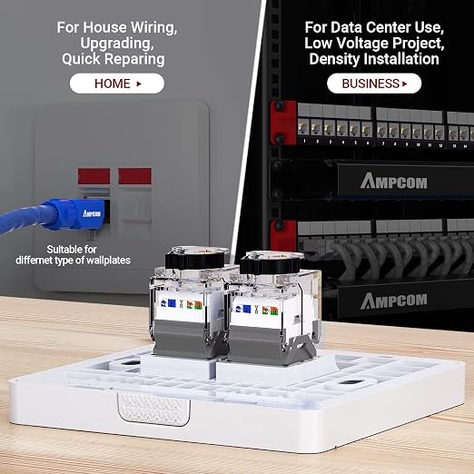 AMPCOM CAT6A UTP RJ45 Keystone Jack 50u Gold Plating Reusable Ethernet Wall Jack - Image 5