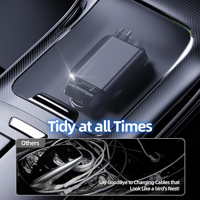Retractable Car Charger with Starlight, Max 120W USB C Car Charger Adapter - Image 5