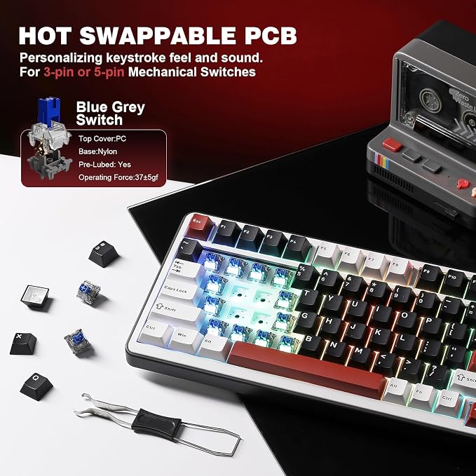 YUNZII B75 PRO Wireless Mechanical Keyboard, 75% Layout - Image 5