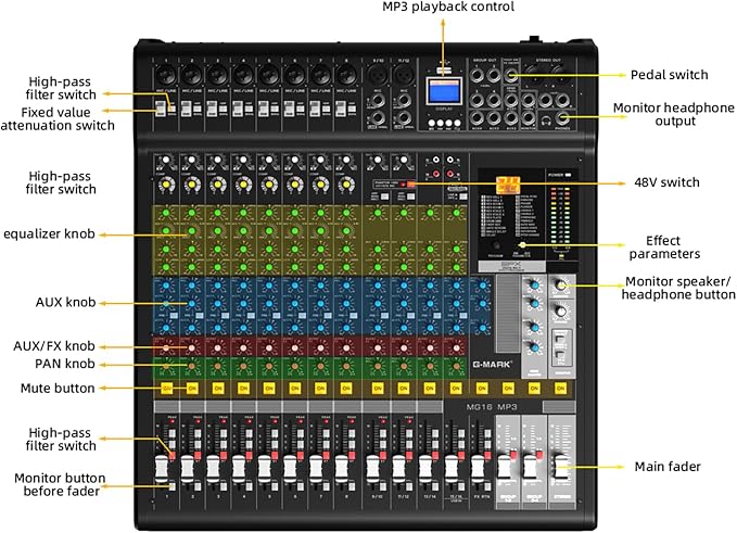 Audio Mixer Bluetooth G-MARK Professional Mixer Usb Interface Sound Board - Image 2