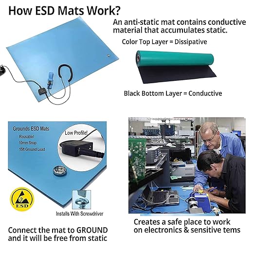 RubberStat Dual Layer ESD Compliant Workstation Rubber Table Mat Kit, Cell - Image 4