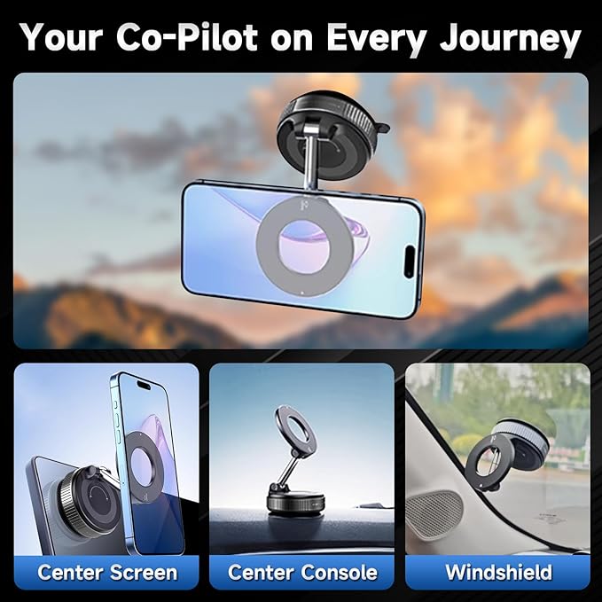 2026 Upgraded Vacuum Magnetic Car Phone Holder 360° Suction Cup Phone Mount - Image 6