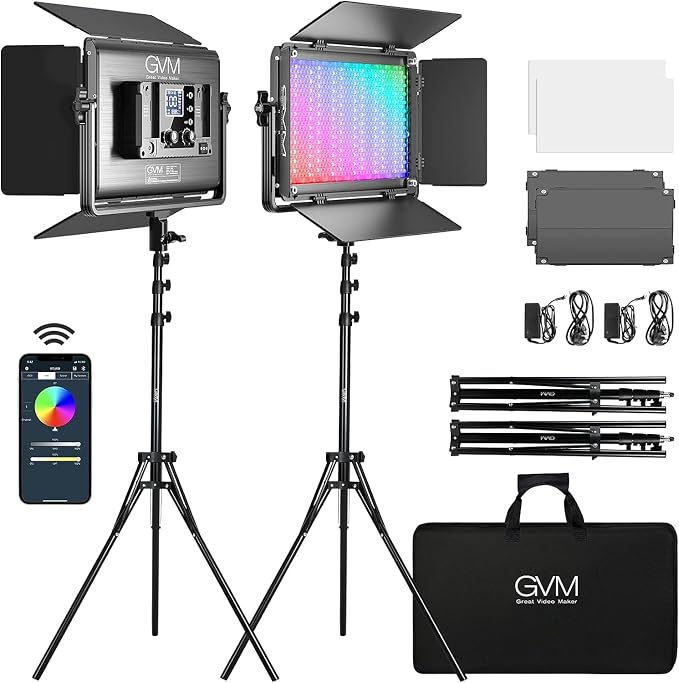 GVM 1300D RGB LED Video Light, 65W Video Lighting Kit by GVMGreatVideoMaker