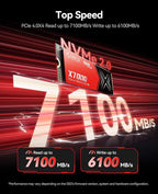 ORICO X7000 1TB NVMe SSD for Gaming, 7100MB/s Read Speed, 17μs Response Time - Image 3