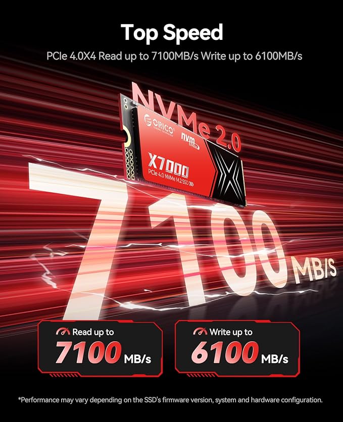 ORICO X7000 1TB NVMe SSD for Gaming, 7100MB/s Read Speed, 17μs Response Time - Image 3