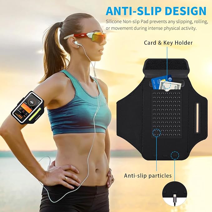 Running Armband with Earphone Pouch & Card Slot, Running Phone Holder - Image 9