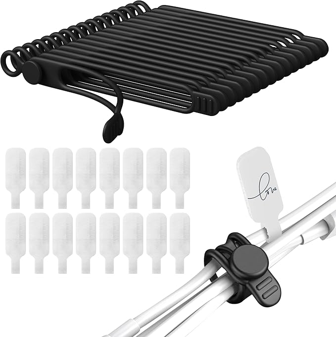 32Pcs Nearockle Cable Labels and Silicone Cable Ties Cable Management Set by ELECTRONICSORGANIZATION