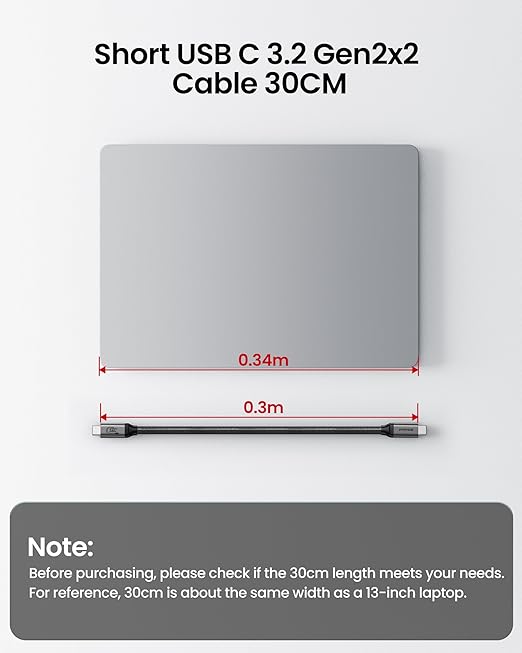 Silkland USB C Data Cable 20Gbps, Short 1FT USB3.2 Gen 2x2 High Speed Data - Image 7