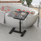 Adjustable Height C Shaped Side Table, 360°Swivel Overbed Table, Top Tilting - Image 5