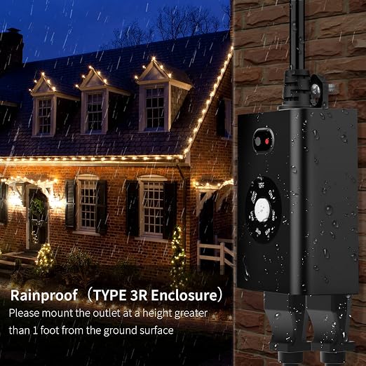 Minoston Outdoor Timer Outlet Waterproof, Dusk to Dawn Photocell Light Sensor - Image 4