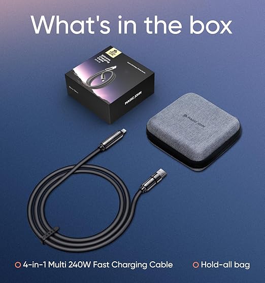 MAGIC JOHN 240W 4 in 1 Charging Cable, 4FT USB C to Lightning Cable, Chubby USB - Image 8