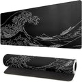 Japanese Sea Wave Large Mouse Pad Abstract Black Mouse Pad 31.5x11.8 Inch Black by Siski