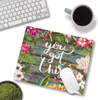 Mouse Pad, Floral Inspirational Quote Mousepad, Square Waterproof Pad Non-Slip - Image 4