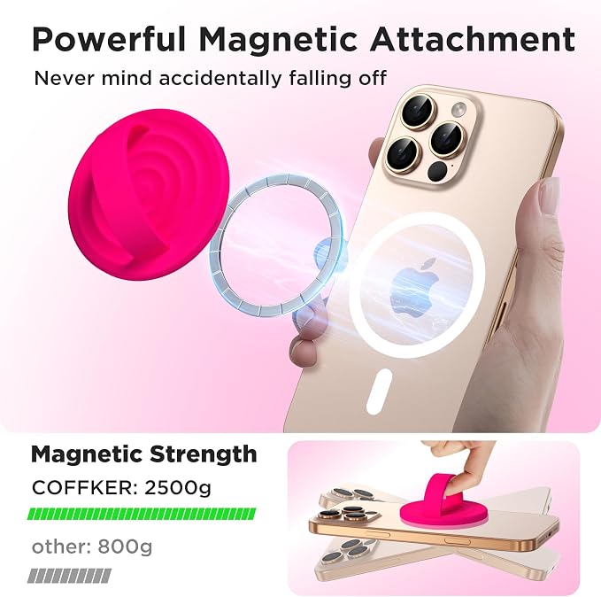Magnetic Phone Ring Grip Holder, Silicone Finger Loop Grip, Compatible - Image 3