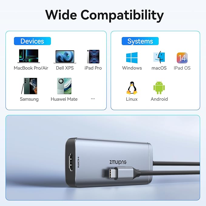 USB C Hub Adapter for MacBook Air, USB-C HD MI Dongle for MacBook Pro, 6 in 1 - Image 7