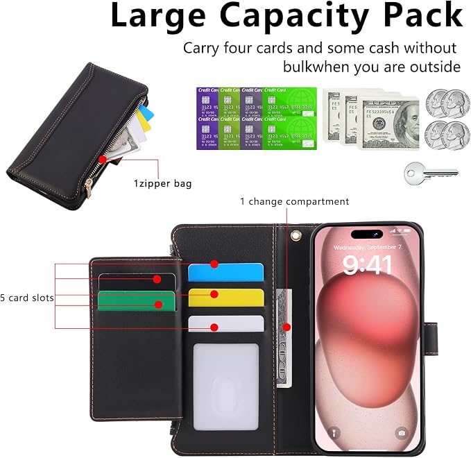 Compatible with iPhone 7/8/SE 2020/SE 2022 Wallet Case PU Leather Shockproof - Image 9