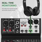 Audio Mixer 4 Channel Sound Mixer Console, Professional Music Mixing Board DJ - Image 7