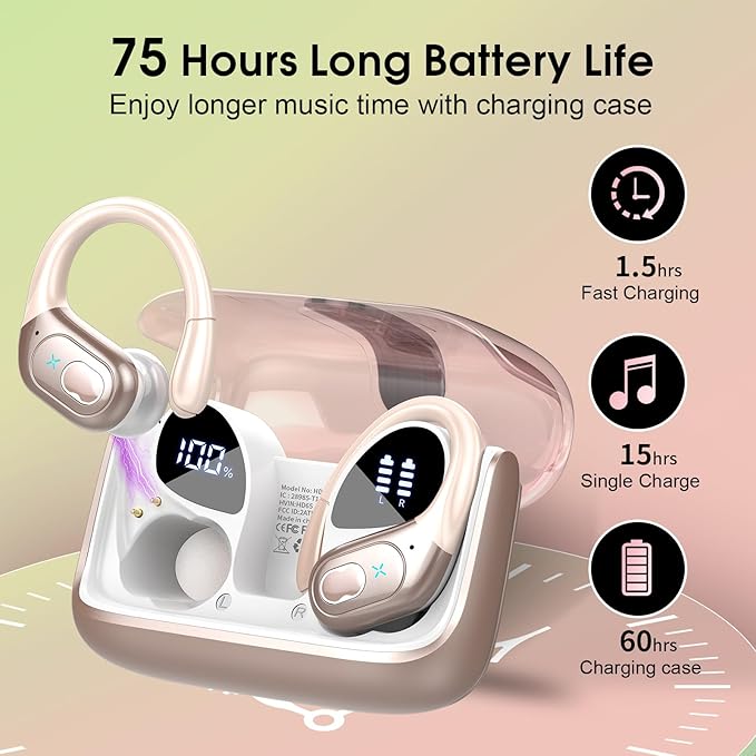 Wireless Earbuds 75hrs Bluetooth 5.4 Headphone Sport, 2026 Bluetooth Earbuds - Image 2