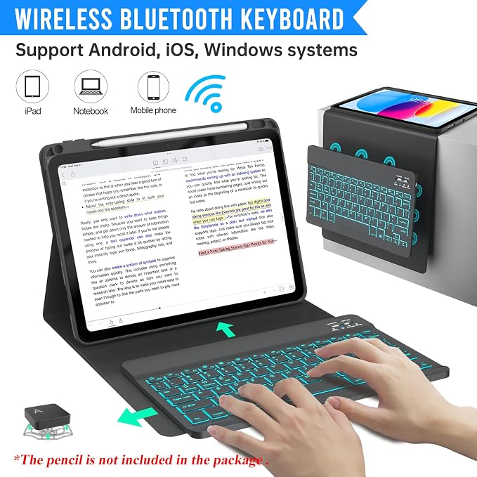 BLUTLOTUS Keyboard Case for iPad 10th Generation 2022 10.9 inch, 360° Rotatable - Image 4