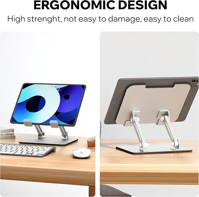 Foldable Aluminum Tablet & Phone Stand — Adjustable Height & Angle, Portable - Image 2