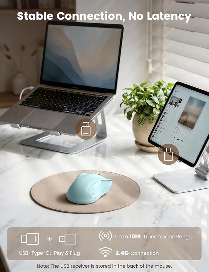 WisFox 2.4G Wireless Mouse for Laptop, Ergonomic Computer Mouse - Image 2