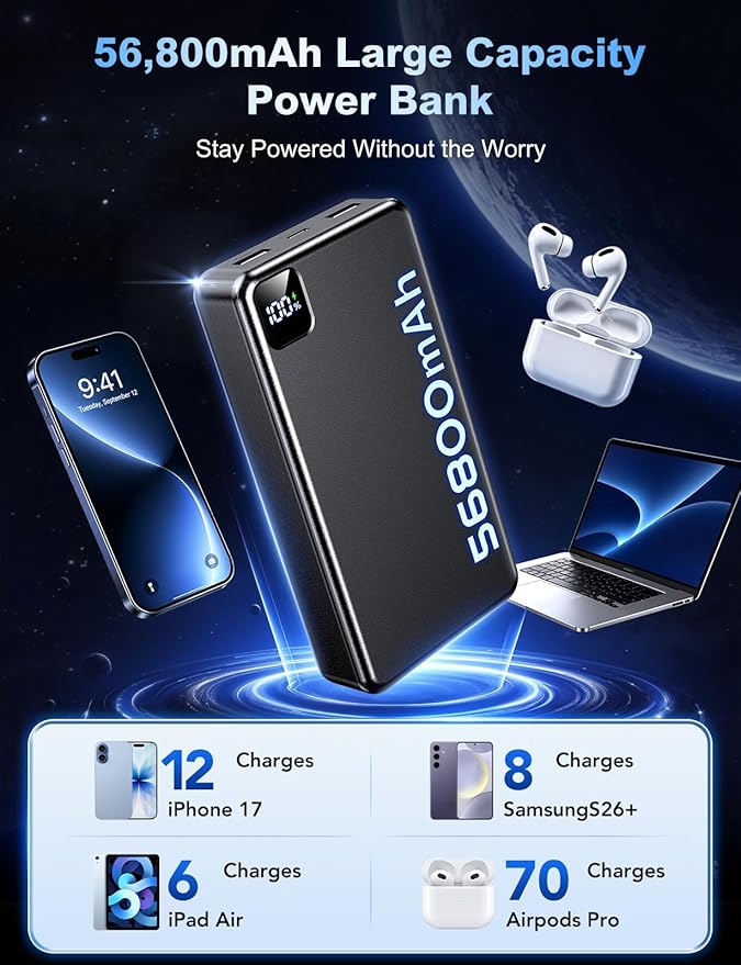 Portable Charger Power Bank, 56800mAh Battery Pack, 22.5W Fast Charging - Image 2