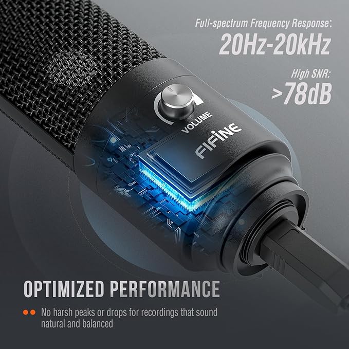 FIFINE USB Microphone, Metal Condenser Recording Microphone - Image 2