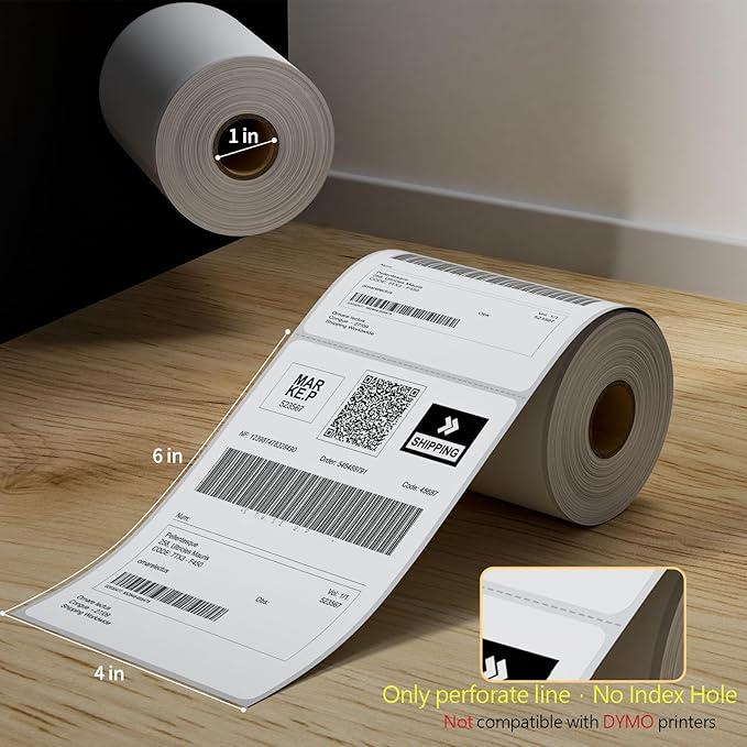 2 Rolls 4" x 6" Direct Thermal Printer Label, 250 Labels/Roll, Total 500 - Image 2