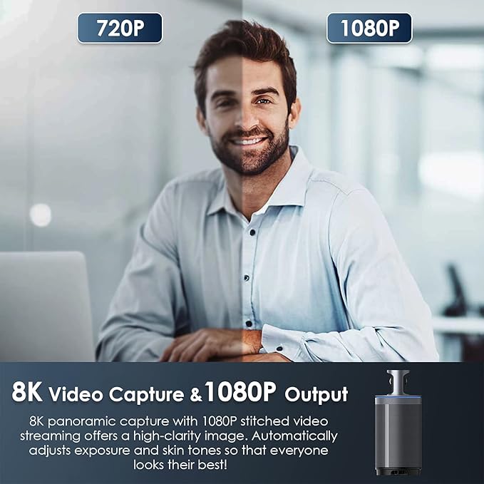 NexiGo Meeting 360, 8K Captured AI-Powered Framing & Speaker Tracking, Plug & - Image 6