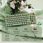 EWEADN V20 Green Typewriter Keyboard, 87 Keys Backlit Typewriter Style - Image 2