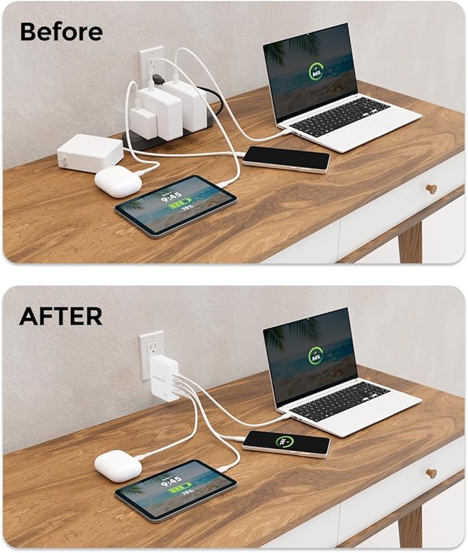 IOGEAR GearPower 145W Multiport Charger, 4 Port, USB-C Cable, iPhone 16 - Image 5