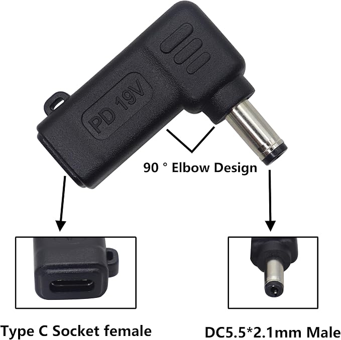 90W PD Type C to DC5521 Power Converter USB C to DC 5521 Laptop Charging - Image 3